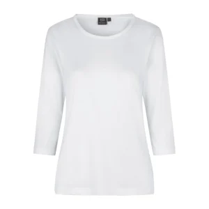 3/4 Ærmet T-shirt - Dame - Hvid - ID313
