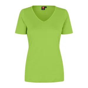Interlock T-Shirt V-Hals Dame, Lime - ID0506