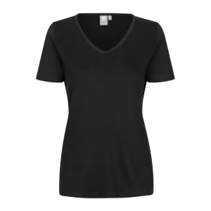 Interlock T-Shirt V-Hals Dame, Sort - ID0506