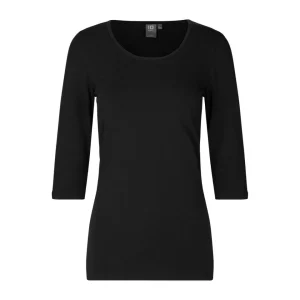 3/4 Ærmet Stretch T-shirt - Dame - Sort - ID 0597