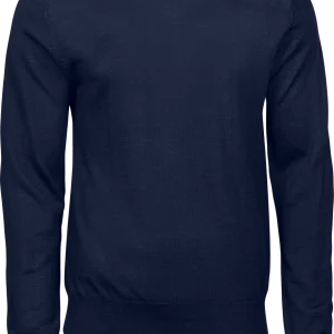 Crew Neck trøje med merinould Herre, Navy - Style 6000
