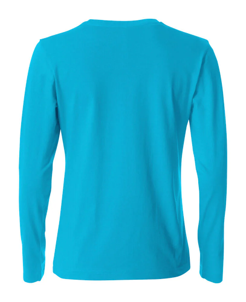 Basic Dame T-shirt med langeærmer - Tyrkis - Clique 029034 - Billede 3